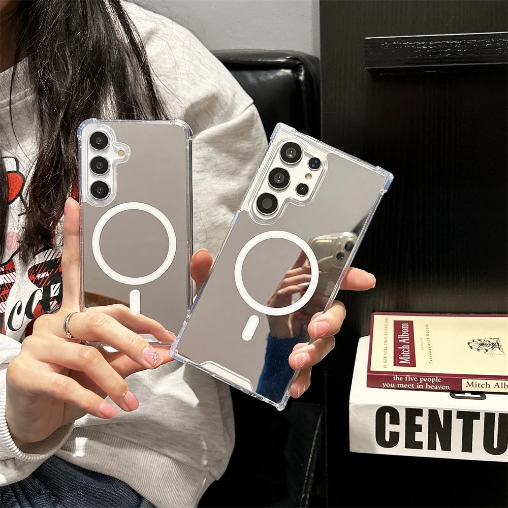 Spiegel-Make-up-Hülle für Samsung Galaxy S25, S23 Ultra, S24 FE, S22, A55, A54, A35, A15, A16, A56, A36, Airbag Bumper Slim_voghion.com