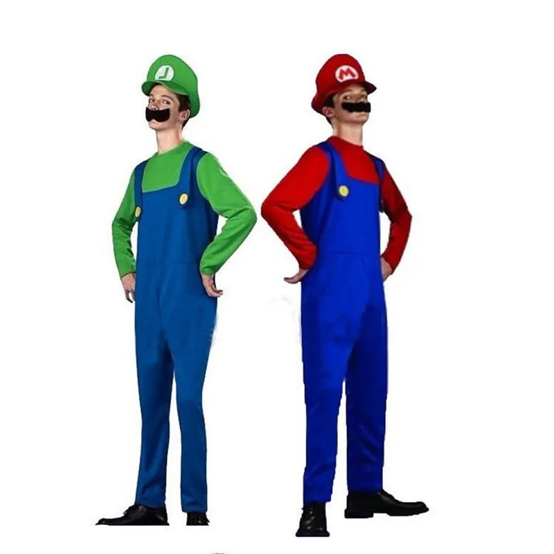 Halloween Cosplay Super Brothers Luigi Bros Costumes Plumber Game Fancy Dress Up Party Clothing