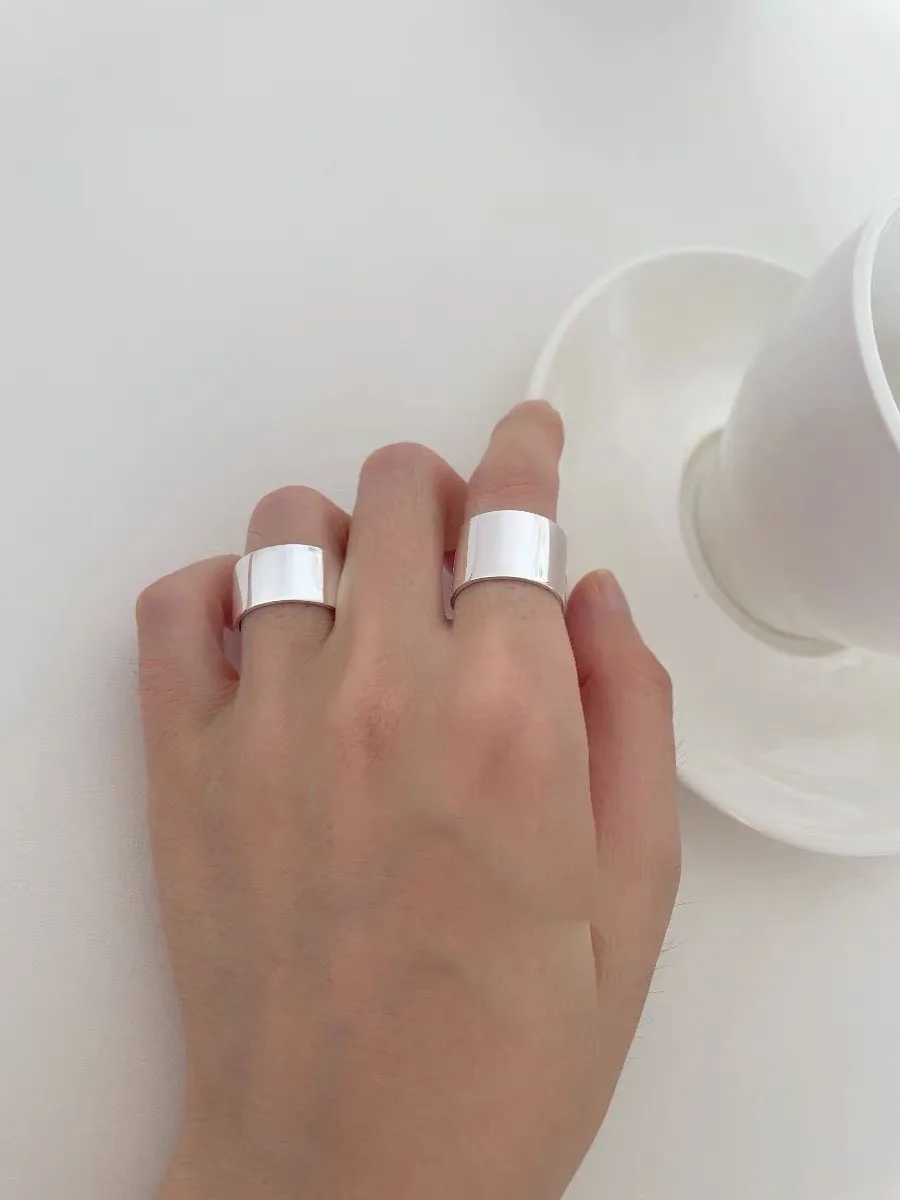 925 Sterling Silver Rings For Women Girl Female Open Minimalist Retro Wide Ring Creative Anillos Bague Fine Jewelry silver rings silver ring