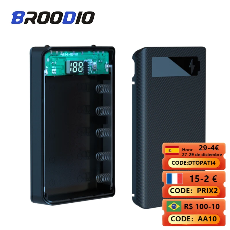 Внешний аккумулятор 5*18650 с двумя USB-портами |