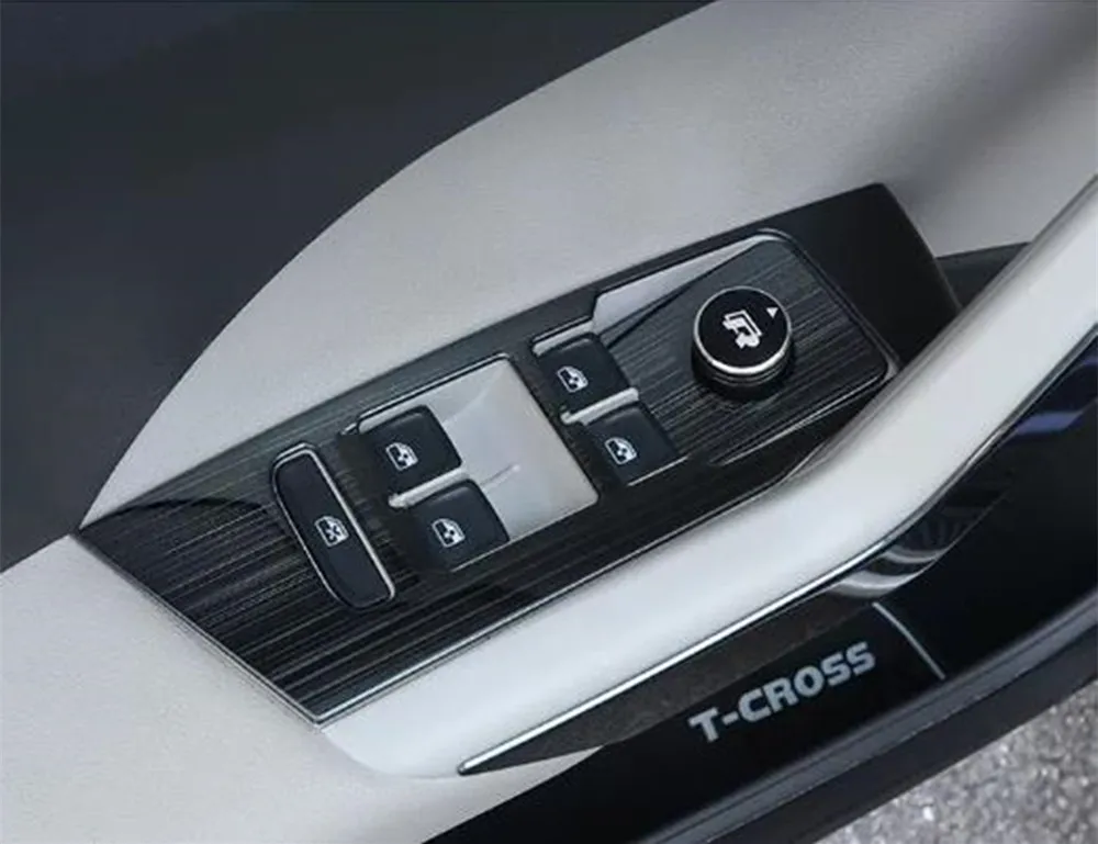 스테인레스 스틸 5 개/몫 폭스 바겐 VW T-Cross Tcross 2018-2023 LHD 액세서리 용 자동차 도어 윈도우 리프트 패널 커버 스티커