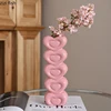 Creative Heart-shaped Tower Ceramic Vase Cute Desktop Flower Ware Hydroponic Flower Arrangement Vase Living Room Aesthetic Decor 1