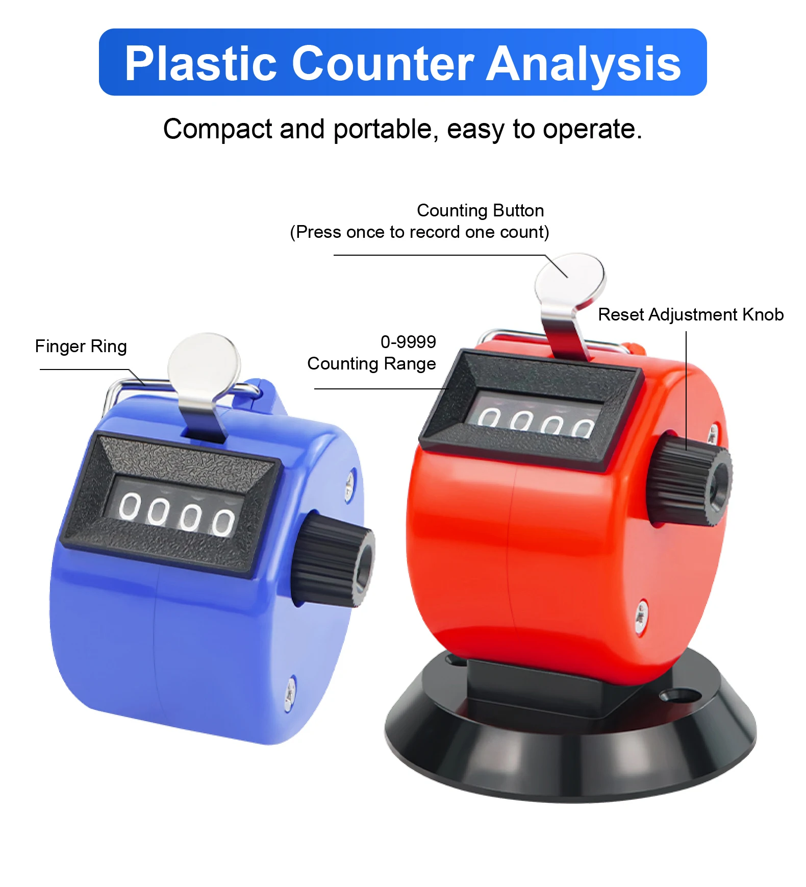 4 Digit Manual Tally Clicker Counter Handheld Mechanical People Crowd Passenger