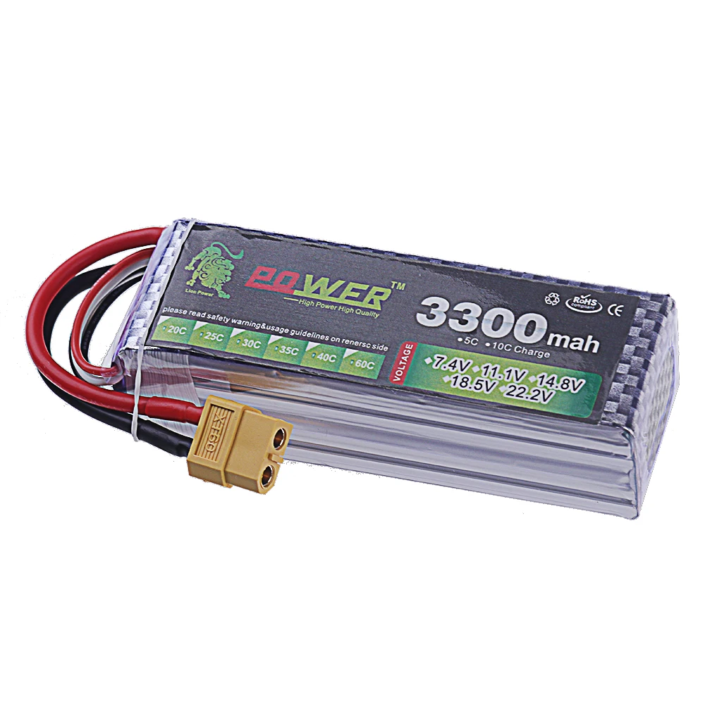 Connecteurs XT60, JST et XT30 fournis avec la batterie LiPo 4S 3300mAh 40C 14.8V.