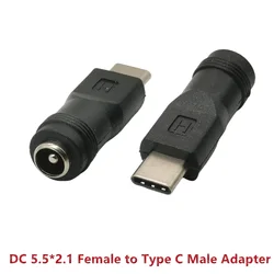 1PC JACK 5.5*2.1mm FEMALE TO USB C ADAPTER, USB ADAPTOR TYPE C MALE TO DC 5.5 x 2.1 mm CHARGR CONNECTOR
