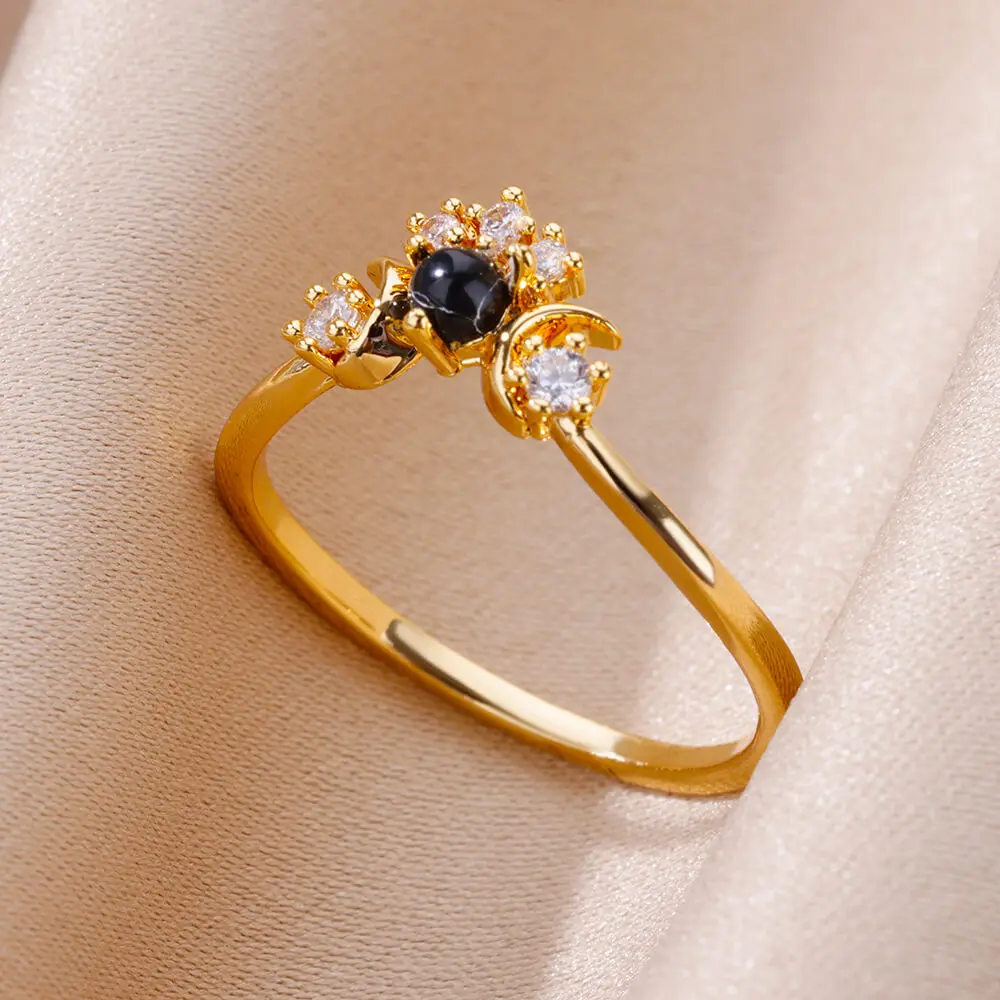 Goudkleurige RVS Ring Voor Dames Kleurrijke Kubische Zirkoon Hartopening Verstelbare Ring Mode Sieraden Bruiloft Cadeau
