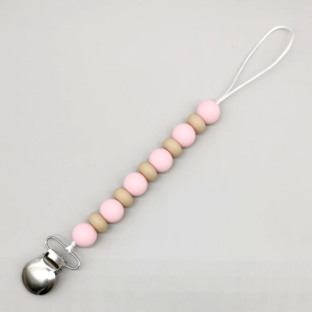 Minimalist Silicone Beads Baby Pacifier Clip, BPA-Free Infant Pacifier Holder Leash, Dummy Chain for Newborns Toddlers