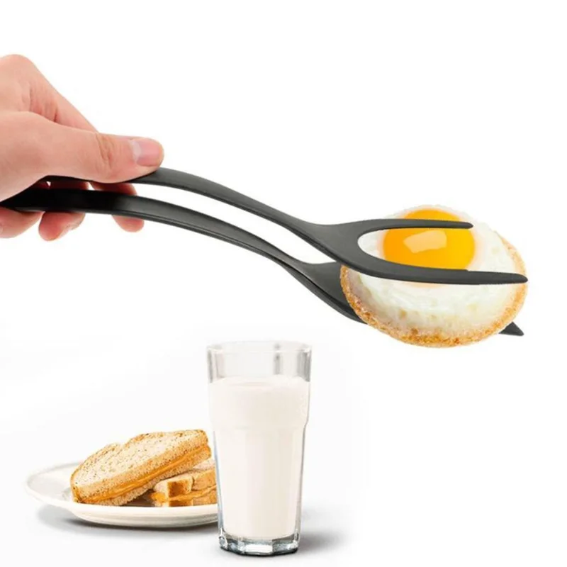 Two-in-one spatula frying steak pancake toast omelette tongs silicone clip-on frying meat spatula kitchen accessories