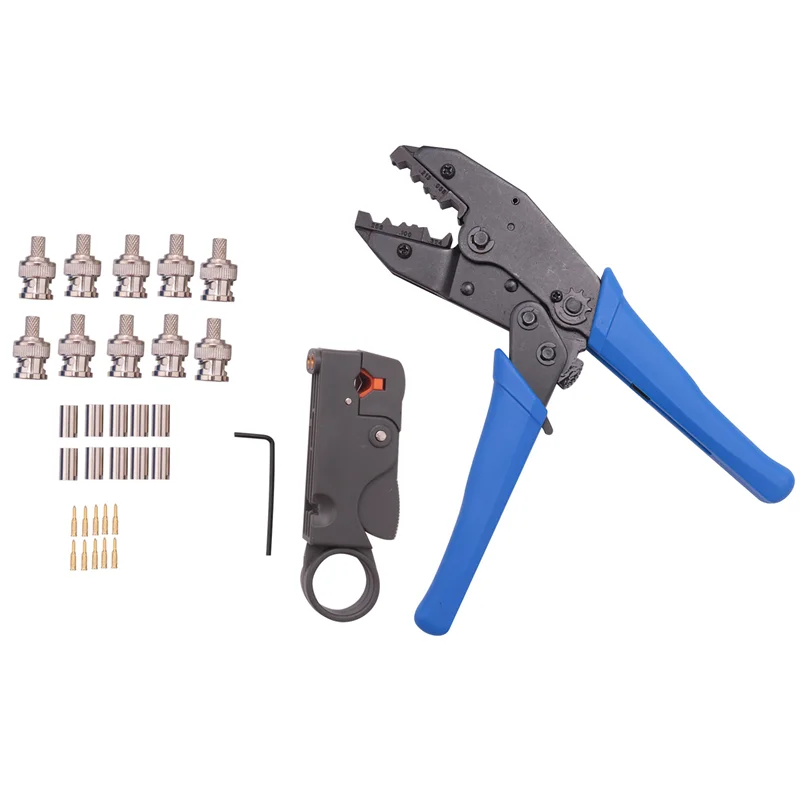 

1Set Coax Rf/Bnc Crimp Tools for Rg58 / Rg59 / Rg6 with 10Pcs Bnc Plug Crimp Connector Set