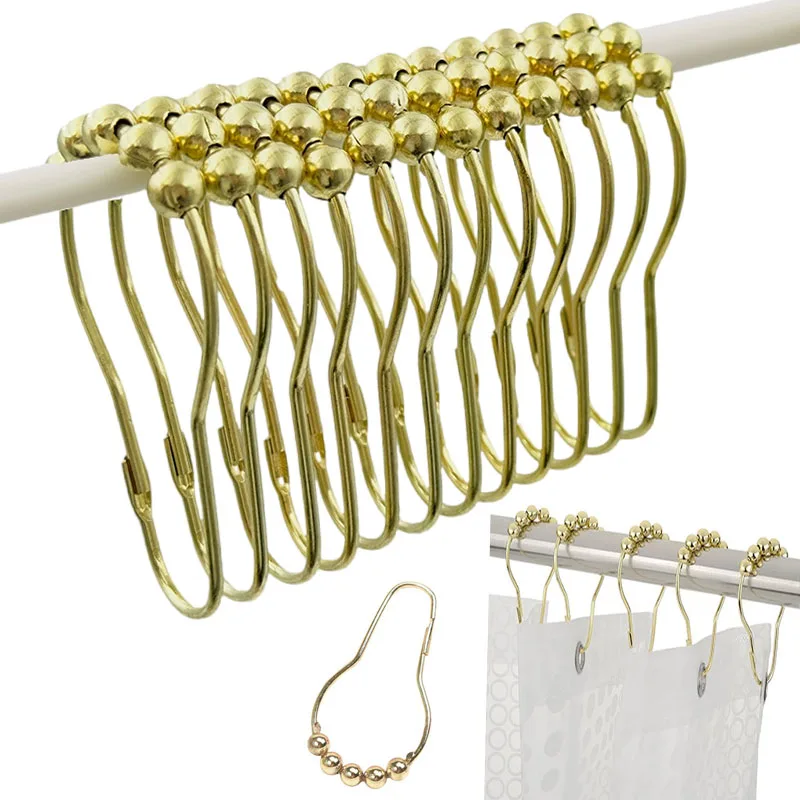 12pcs6pcsStainlessSteelCurtainHooks5RollerballShowerCurtain