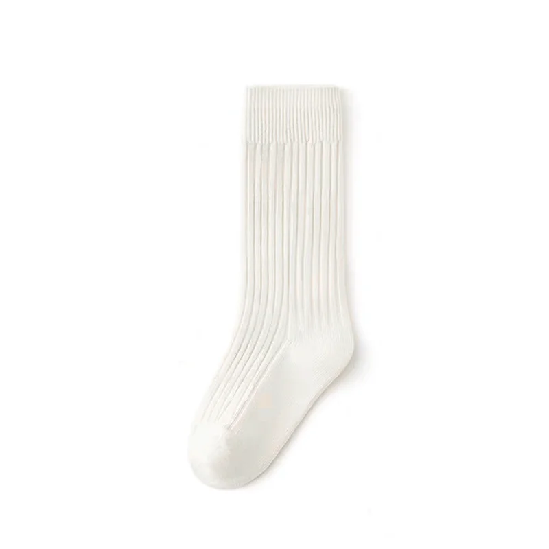 Newborn White Solid Boy Socks Baby 0-4 Year Knee High Long Socks Cotton Breathable Stripe Soft Kids Formal Attire