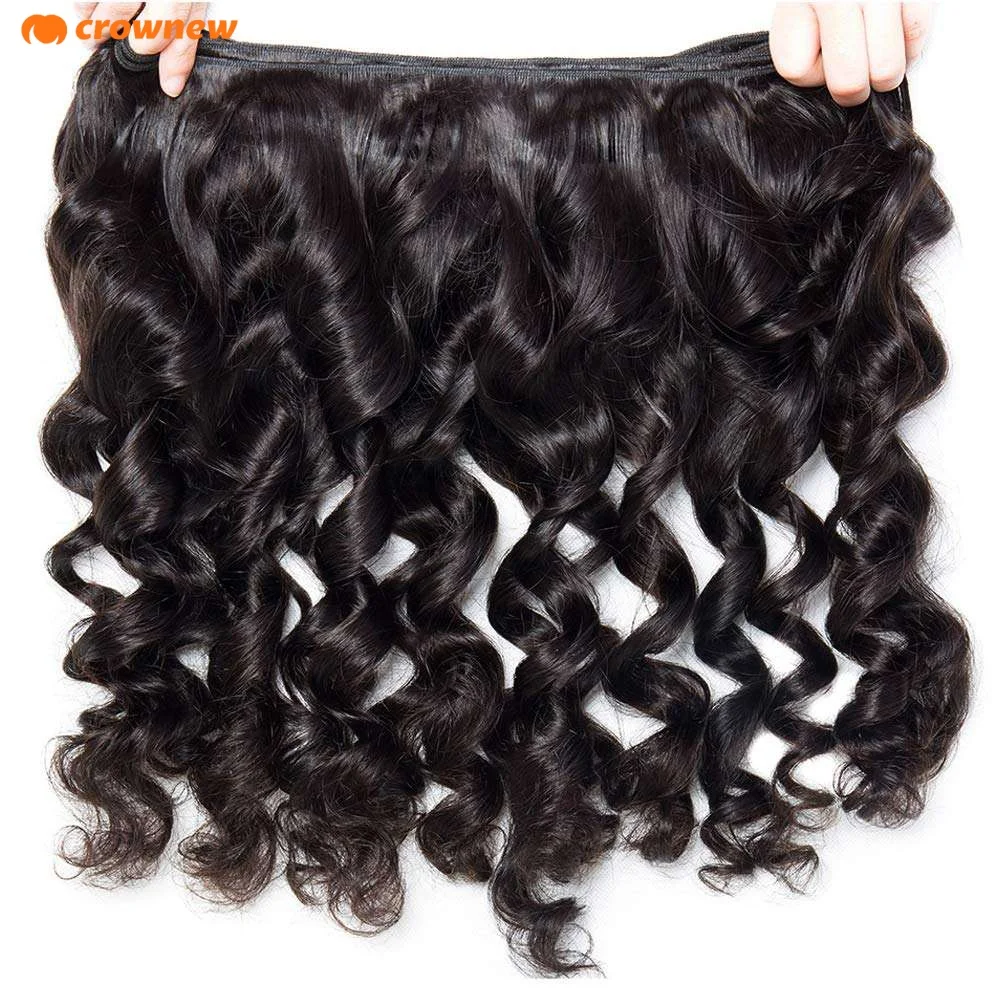 100% Real Human Hair Loose Wave Human Hair Bundles Unprocessed Human Hair Wavy Doule Drawn Bundles Extensions 100G/Bundle 3