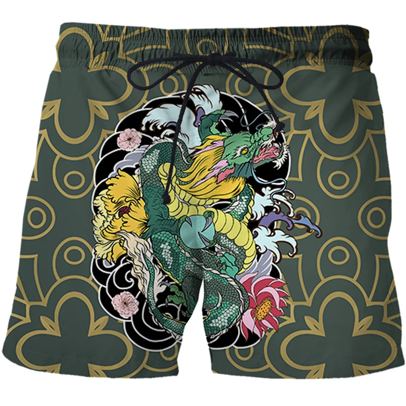 

2022 Men Women 3D Printed Chinese dragon totem Shorts Trunks Summer New Quick Dry Beach Casual Sweatpants Short Pants