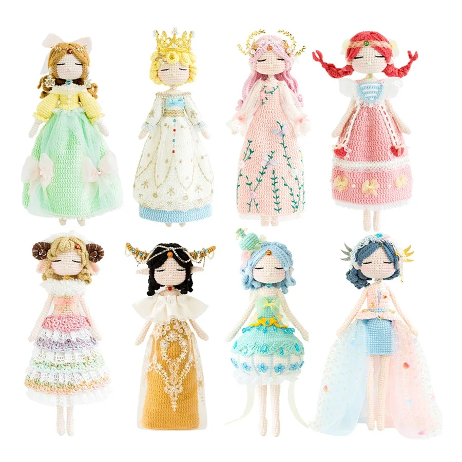 Susan's Family Constellation DIY Doll Crochet Kit Woolen Doll Signs Crochet Yarn Soft Cotton Knitted Toy Materials Package