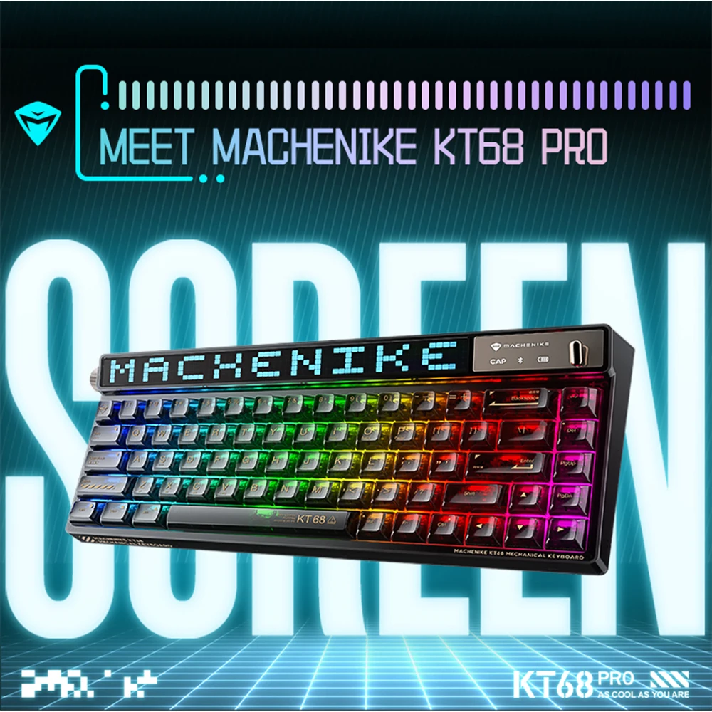 Machenike KT68氷静軸 メカニカルキーボード スマートスクリーン搭載 Machenike KT68氷静軸 メカニカルキーボード スマートスクリーン