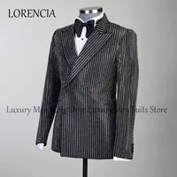 Customized Jewelry Ornament Tuxedo Men Suits Groom Luxury Metallic Embroidered Wedding Dresswear 2 Pieces Sets Male Prom Blazers 2