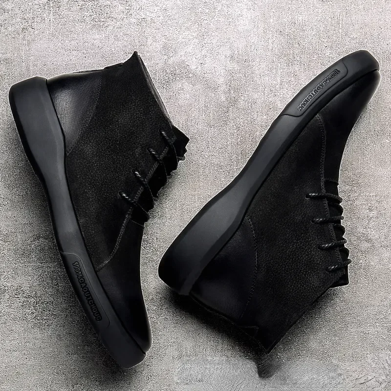 Men Chelsea Boots Genuine Leather Retro Motorcycle Working Casual