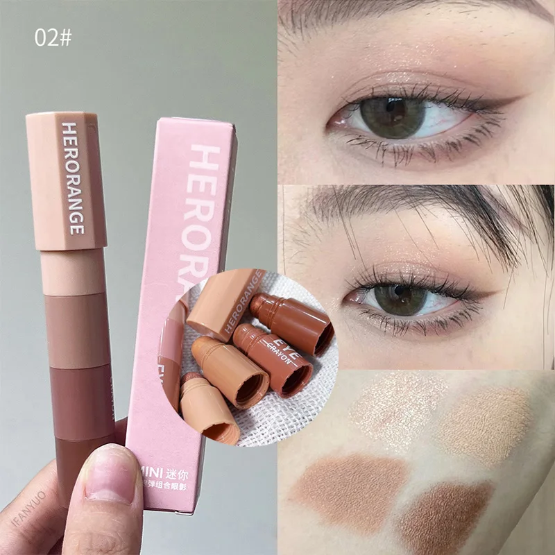 Eye Shadow Eyeshadow Stick Eye Shadow Stick Eye Shadow Plate 4 In 1 Eyeshadow Pencil Kit Velvet Matte Pigment Shimmer Highlight Makeup Combination Pink Brown Mini Eye Shadow Pen Cosmetic