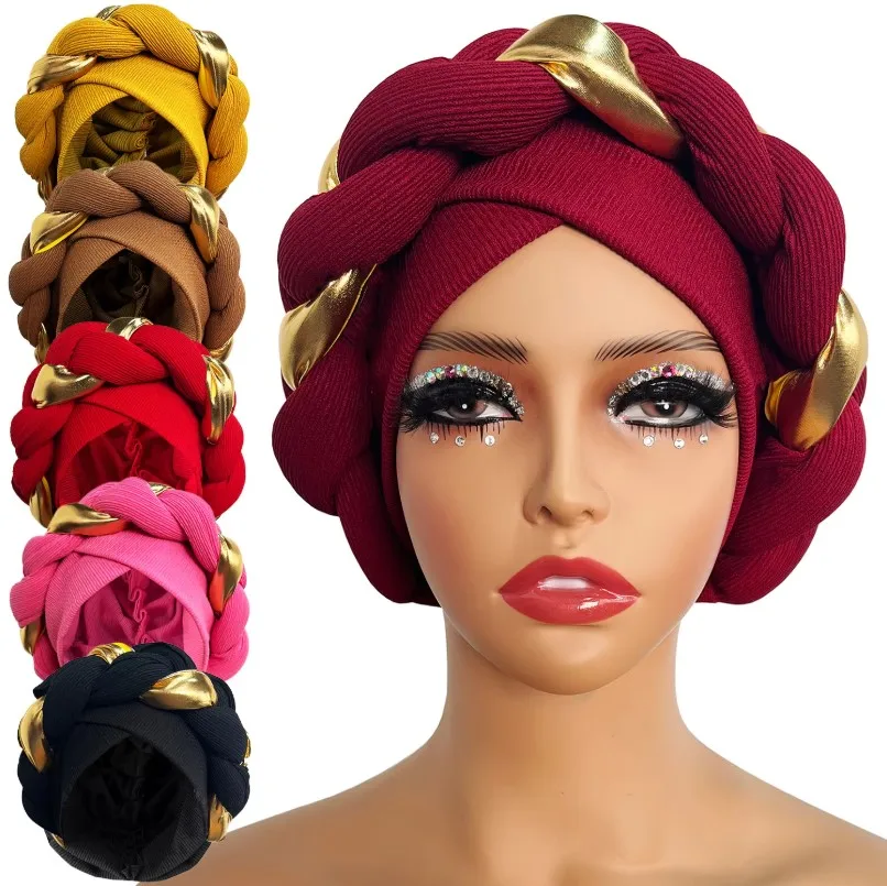 Turban Cap Women Headwrap Bonnet African Lady Head Wraps Muslim Turbans Hat Evening Party Autogele Headwear