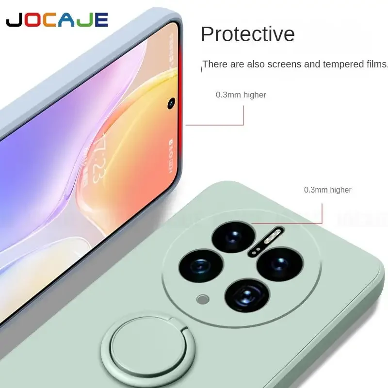 Liquid Silicone Ring Stand Phone Case with Lanyard Holder - Protective Cover