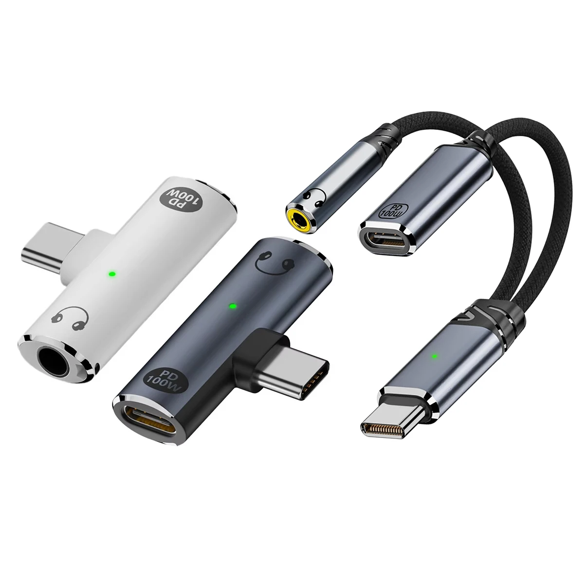 USB C 3.5MM Headphone Charger 2 1 Adapter Type-c Aux Audio Jack 100W PD Fast