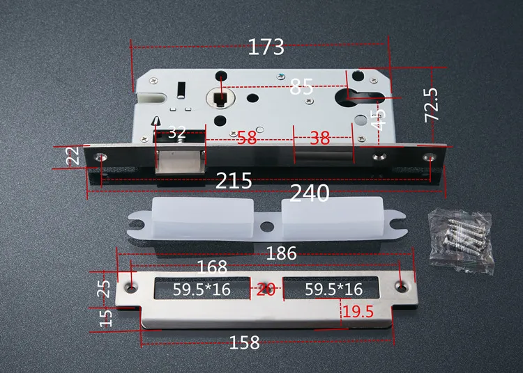 Description Picture 2 of item85-45 Stainless Steel Security Door Lock Bodys Silent Tongue Mechanical Lock Body Household Hardware Accessories Cylinder