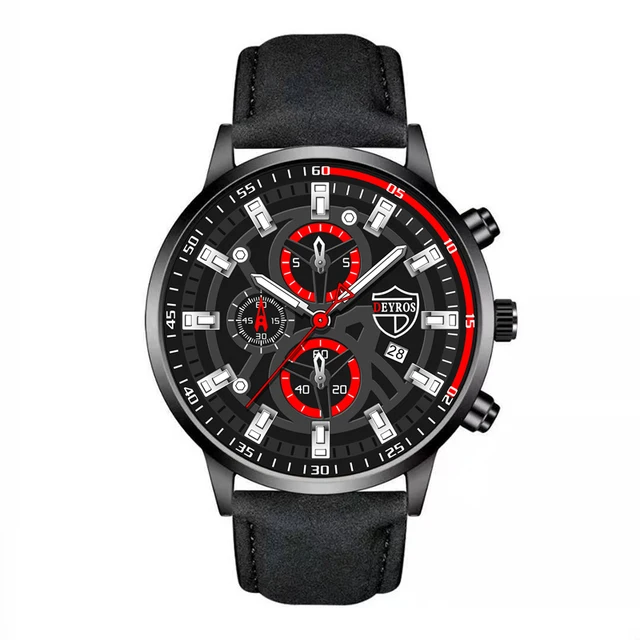 Brand Mens Watches Fashion Men Sport Stainless Steel Quartz Wristwatch Man Clock Business Casual Leather Watch relogio masculino Leather Black Silver