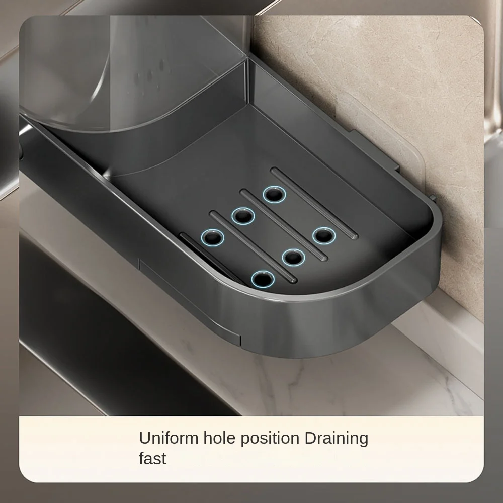 with Drain Tray Wall Mounted Soap Dispenser with Sponges Holder Large Capacity Hand Sanitizer Container Hand Press