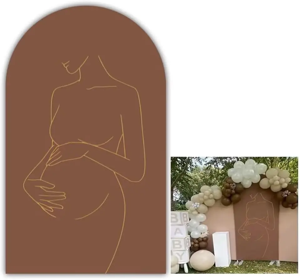 VIKAMA Umstandsparty Silhouette Bogenabdeckung Babyparty Geschlecht Offenbarung Dekorativer Fotografie-Hintergrund – Detail 2