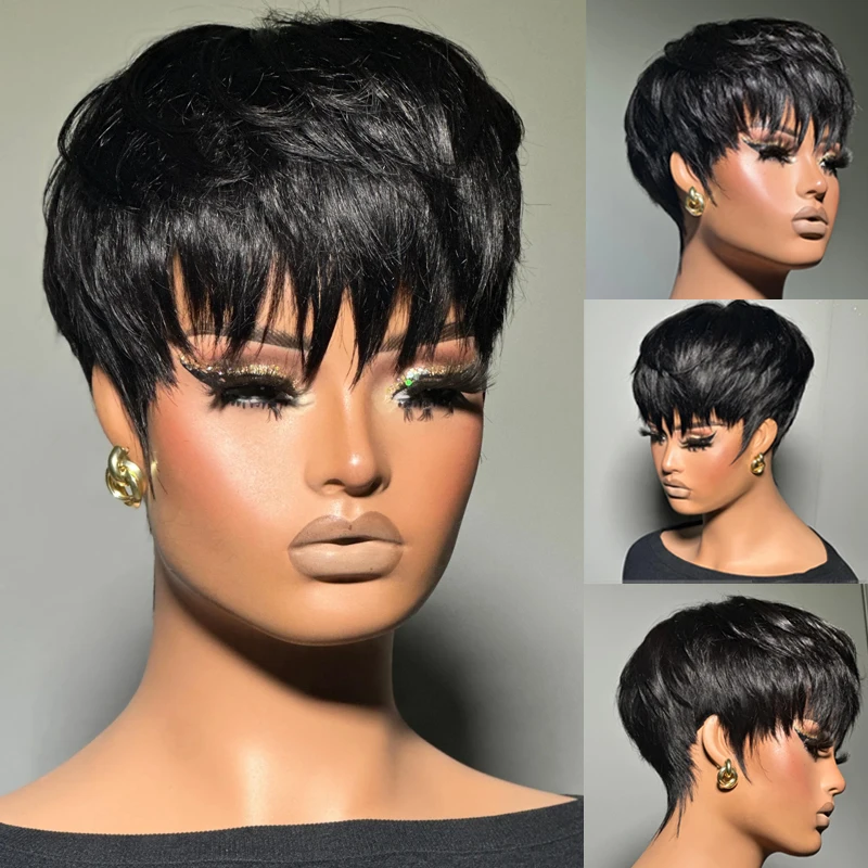 Parrucche per capelli umani per donne Abbastanza corte parrucche grigie Parrucche per capelli umani per donne Abbastanza corte parrucche grigie