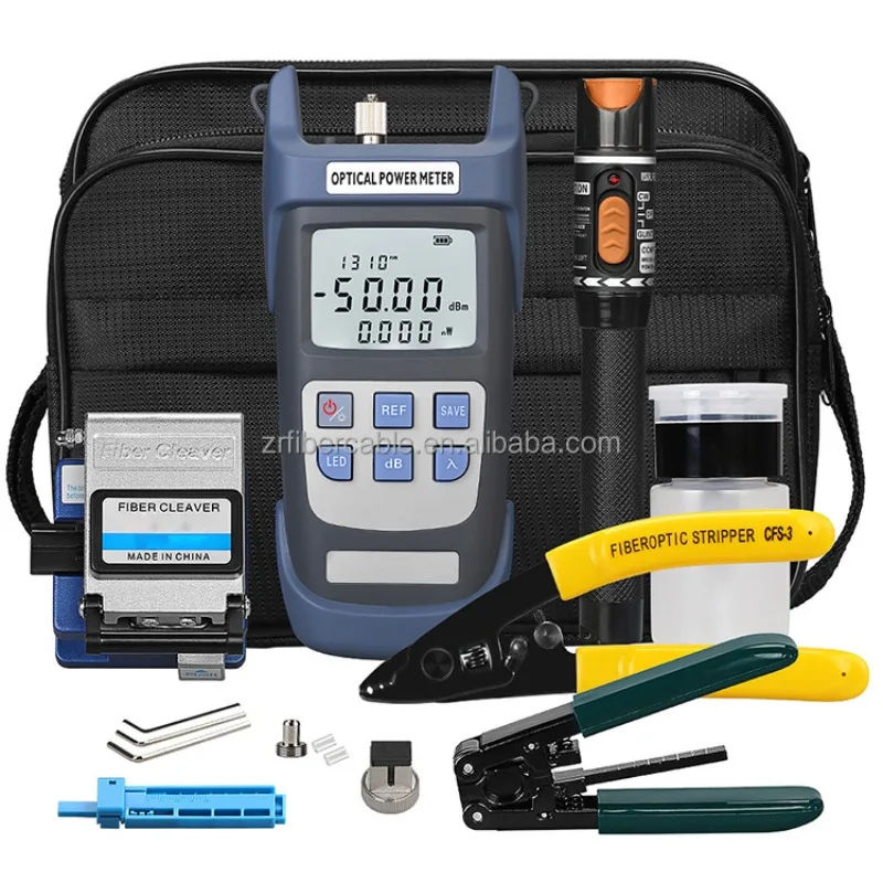 

FTTH Splicing Optical Power Meter VFL Fiber Optic Cleaver Tool Bag Repair Kit De Herramientas Fibra Optica Network Toolkit Set