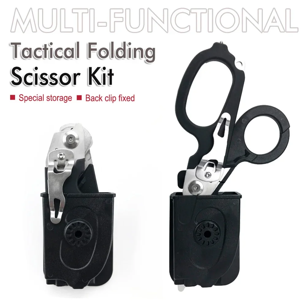 1PC Multi-Functional Tactical Foldable Medical Scissors Ruler Wrench Mini Portable First Aid Gadget Outdoor Survival Kit