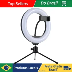 Ring light 8 polegadas (20cm) com tripé de mesa e suporte para celular