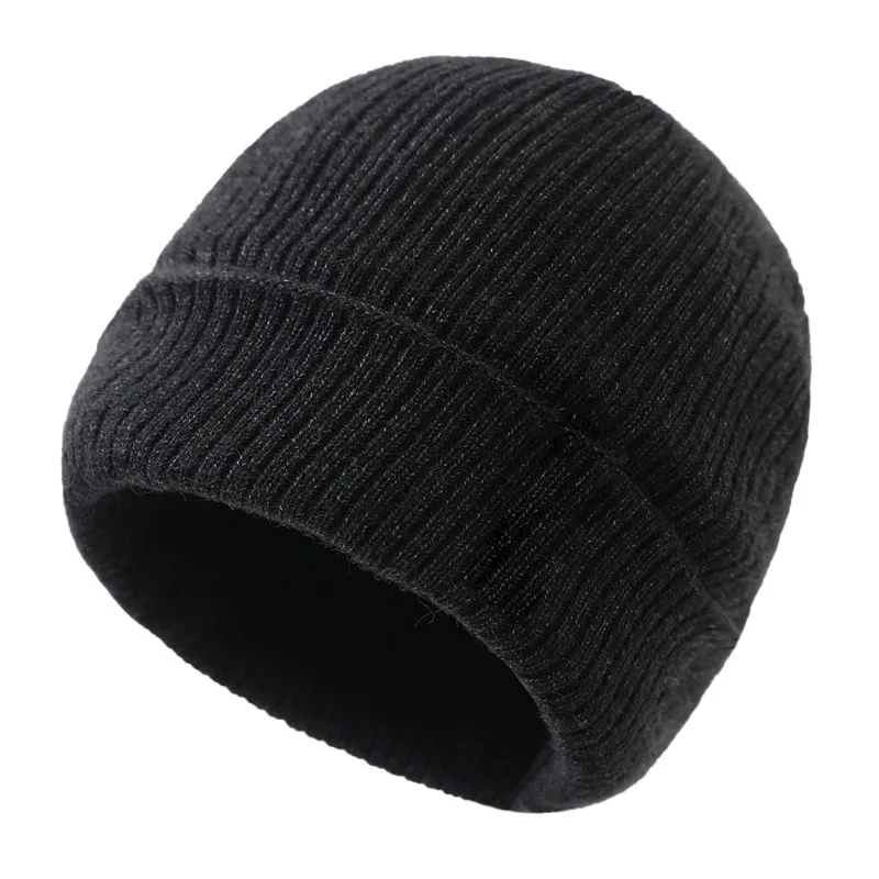 Winter Thickened Short Fleece Hat Winter European and American Knitted Hat Men's and Women's Solid Color Woolen Hat Knitting