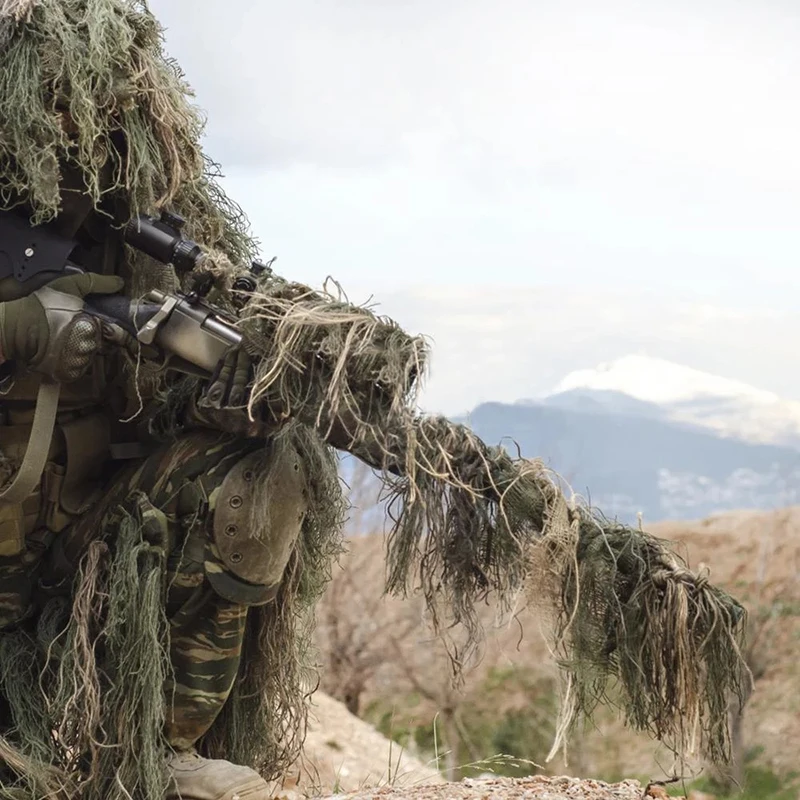 Hunting Accessories Blind Gun Rifle Wrap Cover Camo Clothing Airsoft Blind Ropes Camouflage Ghillie Suit Elastic Mlitary Ropes