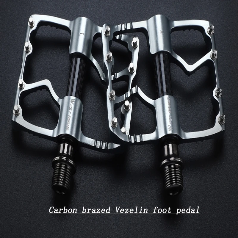 

3 Bearings Bicycle Pedal Ultralight Carbon Fiber Axle Hollow Pedal Road Cycling Anti-slip Footboard Bike Accessories