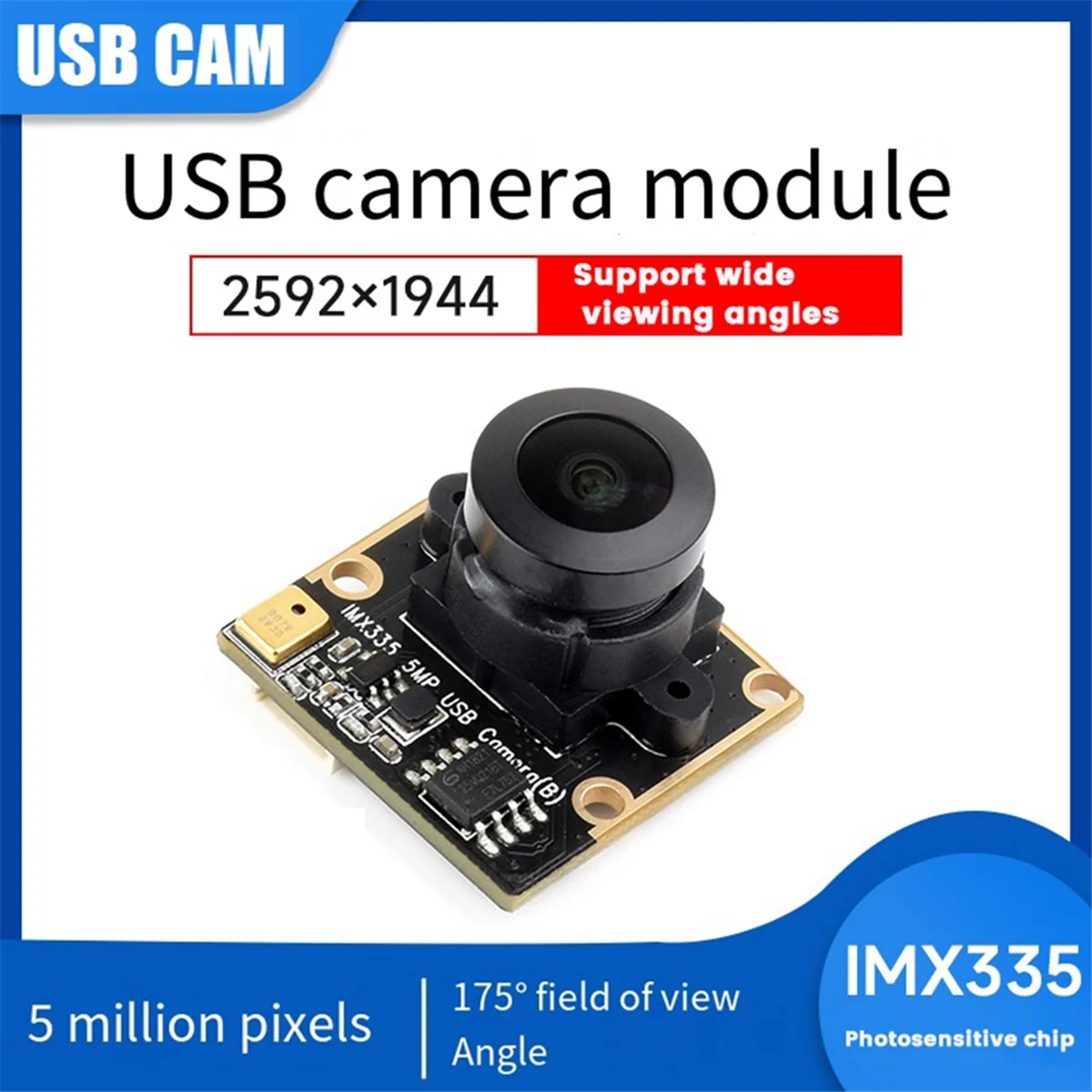 ZIZI IMX335 USB 카메라 모듈 5MP 2K 비디오 녹화 175 °   5인용 광각 2592x1944