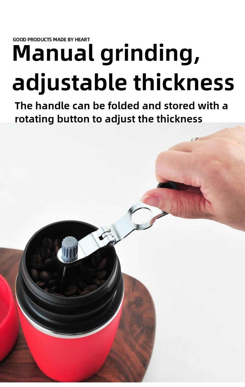 Grinding and Brewing Integrated Coffee Machine Portable Coffee Cup Hand-cranked Bean Grinder with Thermal Insulation Function
