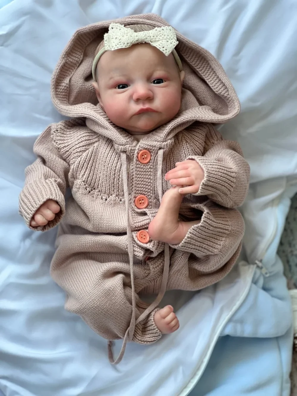 

19inch Already Painted Finished Reborn Baby Doll Levi Awake Newborn Baby Size 3D Skin Visible Veins Collectible Art Doll Bebe