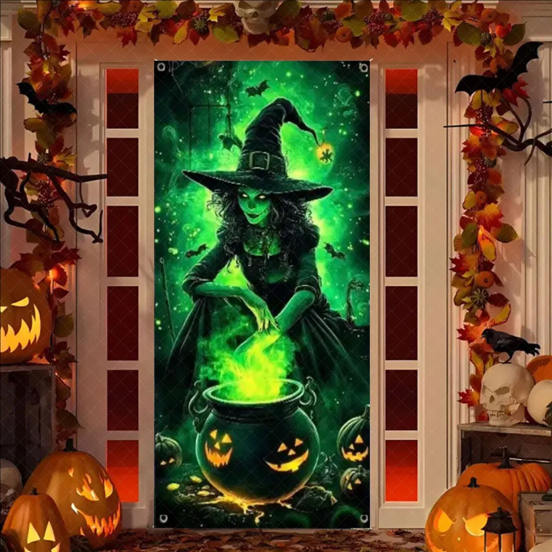 Gruseliges Halloween-Türbanner, Terror, Tag der Toten, Urlaub, hängender Hintergrund, blutiger Horror, Party-Dekoration, Zubehör, Türabdeckung – Detail 19