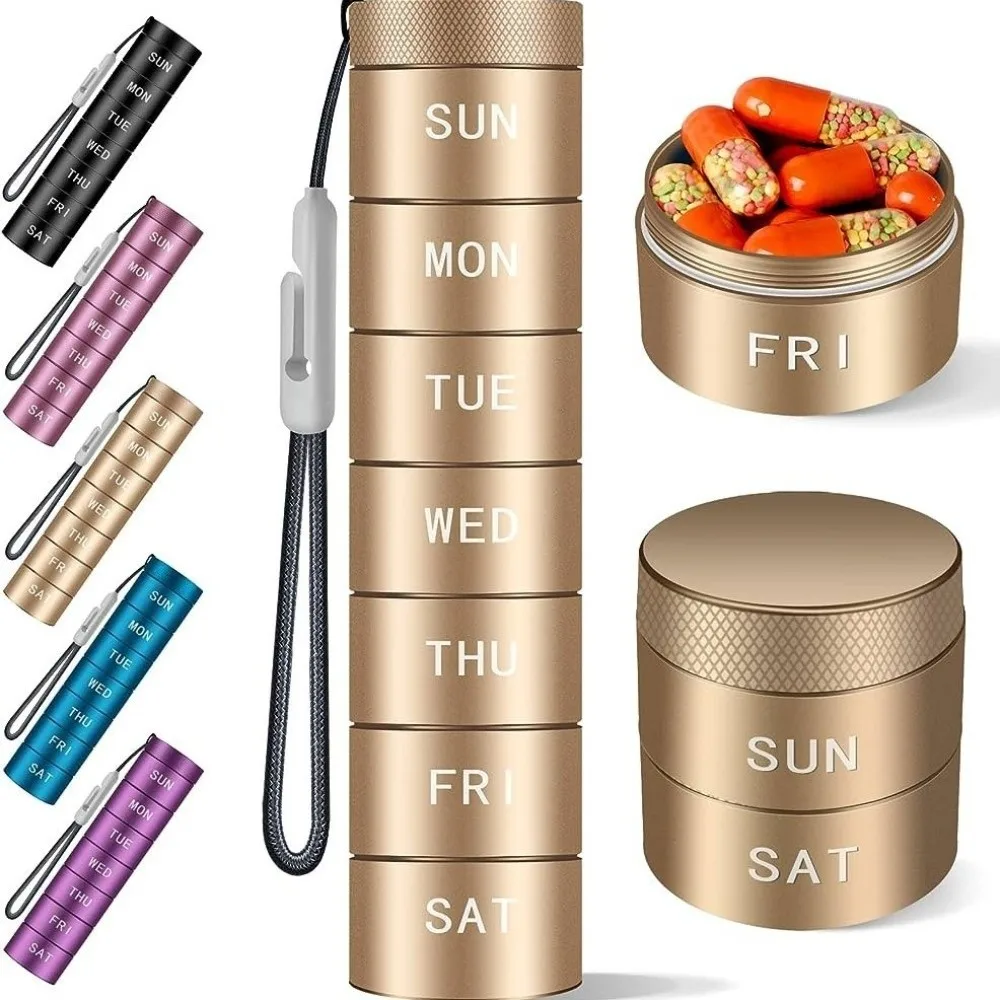 Portable Aluminium Travel Pill Organizer Moisture Proof 7 Day Pill Case Waterproof Daily Pill Box Travel
