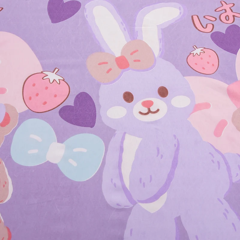 1pc Purple Color Bed Fitted Sheet for Double Bed Rabbit Printed Cartoon Kids Bed Sheet lençol de cama casal (without pillowcase) 3