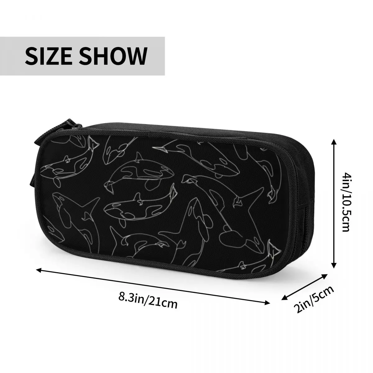 Killer Whale Collage Black School Pencil Case Boy Girl Large Storage Pencil Box Students Stationery