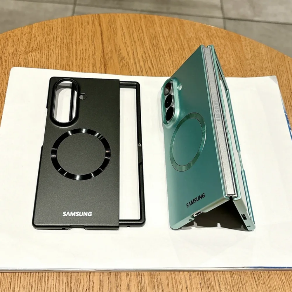 MagSafe Titanium Metallic Magnetic Hinge Case with Wireless Charging Capability