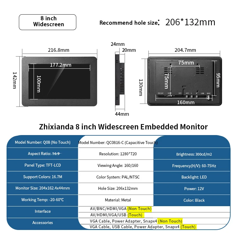 Zhixianda  LCD  ġ ũ ÷     8 ġ 1280x720 ̵ ũ