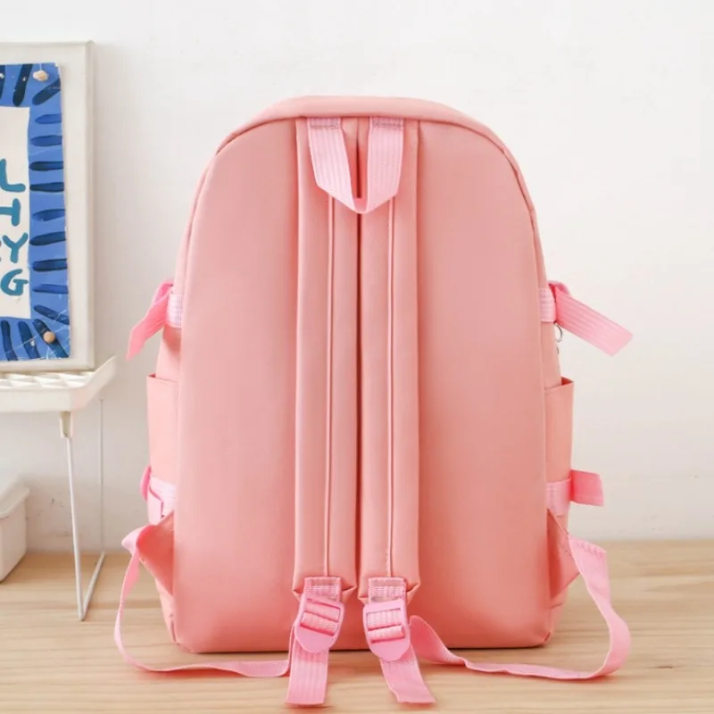 Canvas Backpack Women's Korean Version Large Capacity Five-Piece Set Students Backpack