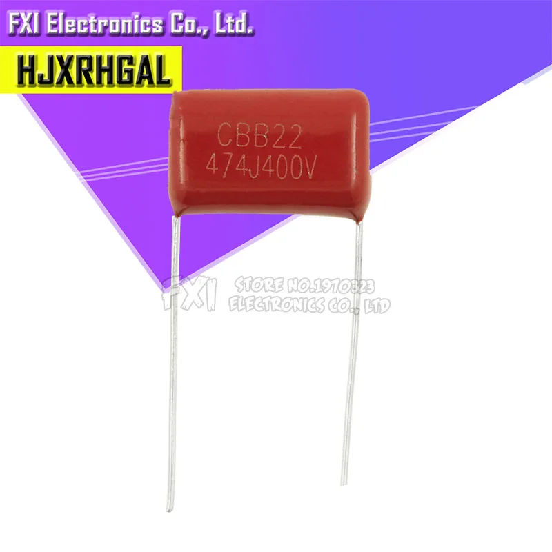 10 Pz Condensatori CBB22 470nF 474J400V, Passo P10, Polipropilene Metallizzato, ±5%