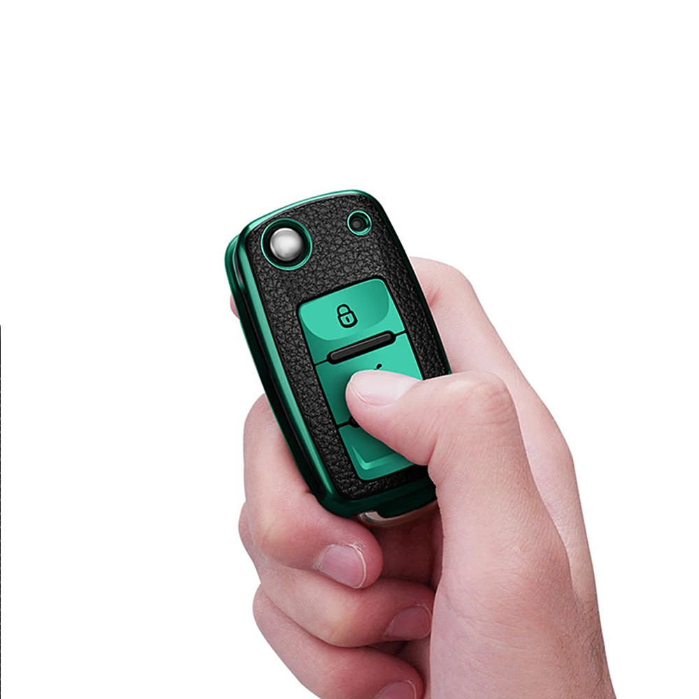 Car Key Case Leather TPU Car Key Case Keys Cover Protection Shell Bag For Volkswagen VW Polo Golf Passat Tiguan Beetle Caddy T5 Up Eos Skoda