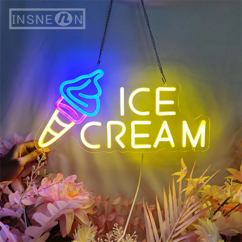 

Ice Cream Neon Sign for Ice Cream Shop Wall Decor Business LED Light Neon Sign for Bar Party Bedroom Decoration Neon Signboard