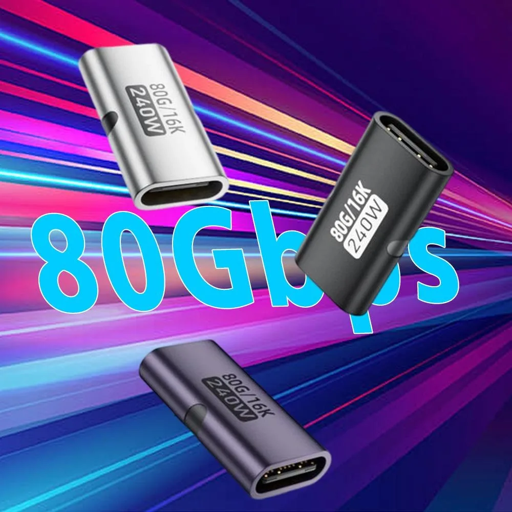 1-10개 240W PD 80Gbps 고속 USB C 여성-여성 어댑터 16K 60Hz 비디오 맥북 프로 에어 아이패드 타입-C 허브 컨버터